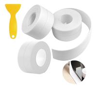 3 rollos de cinta selladora baño de 38 mm x 3,2 m, cinta de sellado para baño, cinta de sellado ultrafuerte, Cinta Baño Selladora, ideal para cocinas, baños, lavabos, inodoros (blanco)