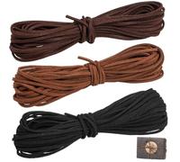 3 rollos de correa de piel de 3 mm, cordón de piel, correa de piel para cadenas, cuerda de ante sintética, cuerda clásica para manualidades, 3 colores, 10 m x 3 mm, para pulseras de bricolaje