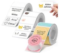 3 Rollos de Etiquetas de nombre para la etiquetadora NIIMBOT B1,B21,B31 y B21 Pro (34x34mm,40x20 mm y 40x15mm),Etiquetas térmicas personalizables para el hogar, la escuela y la oficina