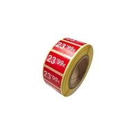 3 Rollos de Etiquetas de Precio,99€ Autoadhesivas, Total 3000 Pegatinas, 25x15mm, Rojo Brillante, Ideales Para Promocions (23,99€ -3000UDS)