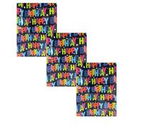 3 rollos de papel de regalo de cumpleaños para niños, hojas de papel de regalo de cumpleaños para niños, coloridos, con texto "Happy Birthday", para niños y niñas (43 x 300 cm)
