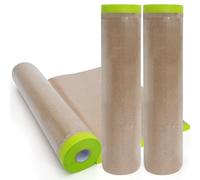 3 rollos de Papel recubierto con cinta adhesiva de 600mm X 15m, Papel recubierto de automóviles para pulverización, cinta de papel marrón, cinta de protección de alfombra cubierta con zócalo