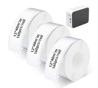 3 rollos de papel térmico continuo adhesivo D30, cintas negras sobre blancas para etiquetadoras Phomemo D30/D35, rollo de papel térmico para suministros de oficina y hogar