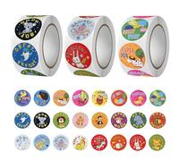 3 Rollos De Pegatinas Animales de Dibujos Animados, Divertidas, Recompensa para Niños, Redondas, Decorativas, Para Sellar Envases