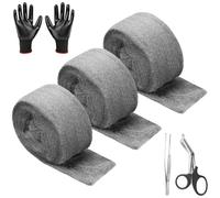 3 Rollos Lana Fino Acero Inoxidable para Proteger Contra Ratones, Juego Bloqueador Huecos, Lana Alambre para Agujeros & Grietas Pared, Herramienta Limpieza para Pulido, Madera, Vidrio