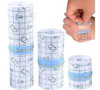 3 Rollos Tatuaje Aftercare Vendaje Adhesivo Impermeable,Venda Transparente Impermeable,Vendajes Adhesivo Elástico Transparente, para Proteger Heridas y Tatuajes 2m X 5cm,2m X 10cm,2m X 15cm