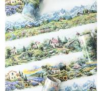 3 Rolls Aesthetic Scrapbook Accesorios, Ta Merry Landidylle und Bergblick Themed PET Washi Tape stickers für Scrapbooking,Fotoalbum,Journaling Zubehör,Bullet Journal(Small Town 2)
