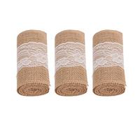 3 Rolls Jute Lace Ribbon with Delicate Lace Edge, Natural Burlap Trim for Rustic Wedding DIY Bows and Country - Themed Decorations, 5.9 in x 7.5 ft Each
