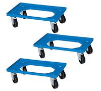 3 ruedas logísticas para contenedores de 600 x 400 mm, ruedas negras, azules, 250 kg