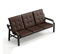 3-Seat Waiting Room Guest Chair with Arms in PU Leather, Office Furniture Bench Reception Area Seating for Office and Lobby(Brown)