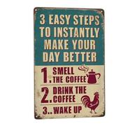 3 Sencillos Pasos para Mejorar Tu Día Al Instante Letreros Metalicos Letrero De Estaño Decorativos Cartel De Metal para Cafetería Aula Garaje 30X40cm