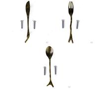 3 Sets, 6 piezas Cuchillo/tenedor/cuchara cocina Gabinete Armario Cajón de tirar de mango 76 mm bronce antiguo