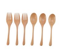 3 Sets Wooden Fork and Spoon Set, Japanese Style Beech Wood Utensil Set, Minimalist Eco - Friendly Flatware with Smooth Texture for Family Dinner, Hot Pot, Barbecue