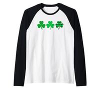 3 Shamrocks Happy St. Patrick's Day Wear Verde Camiseta Manga Raglan