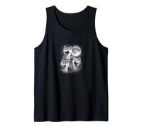 3 Shiba Inu 90´s Blanco y Negro Aullando a la Luna Camiseta sin Mangas