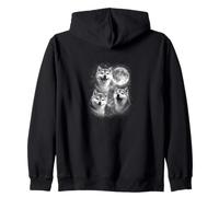 3 Shiba Inu 90´s Blanco y Negro Aullando a la Luna Sudadera con Capucha