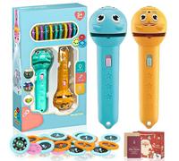 3 Slide Films Projection Torch Light Toy - 24/48/96 Random Patterns, Reusable Torch Projector Flashlight for Kids, Early Education Children Projector Toys, for Bedroom/Ceiling/Wall/Tent (2B)