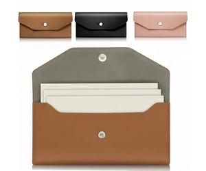 3 sobres de dinero en efectivo, cartera de cuero impermeable, cartera plana de metal a presión, sobres reutilizables para mujeres, niñas, bodas, cumpleaños