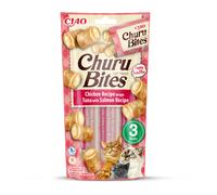 INABA Churu Bites Gatos - Snacks de Atún y Salmón - Premios Saludables - Golosinas Crujientes y Cremosas - Pequeña y Práctica Porción - Sin Conservantes ni Colorantes - 30g (3x10g)