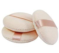 3 soplos de terciopelo redondo con cinta de 8 cm / 3.15" suave esponja facial maquillaje cosmético polvo suelto Fundación belleza herramienta (Beige)
