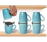 3 soportes ajustables apilables para tazas de té y tazas, organizador de armario de cocina reutilizable, solución de almacenamiento que ahorra espacio, color negro
