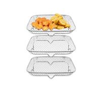 3 soportes apilables para freidora de aire, accesorios para freidora de aire de 7.8 pulgadas, bandeja de cesta de freidora de aire, estante deshidratador multicapa para hornear asar (rectangular)