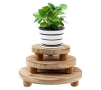 3 soportes de madera para plantas, mini taburete de madera de 10/8/6 pulgadas, bandeja escalonada para decoración de interiores y patio