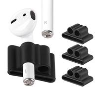 3 soportes de silicona para correa de reloj para Airpod 1/2/Pro Holder portátil antipérdida de silicona para Airpods Watch Band Holder Airpod Holder Airpods Accesorios (negro)