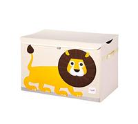 3 Sprouts, Baúl de Juguete Fabricado en Poliéster, Ideal para Contener y Organizar Objetos y Juegos Infantiles, Decorado con León Amarillo, 61x37x38 cm