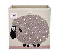 3 Sprouts, Contenedor de Almacenamiento, Estantería para Juguetes Infantiles, Ideal para Contener Objetos y Juegos, Decorado con Oveja Gris, Compatible con Baldas, 33x33x33 cm