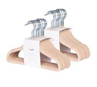3 Sprouts Perchas Bebé Terciopelo Antideslizante - Perchas Infantiles Recién Nacido Ropa de Bebé y Niños - Pequeño Tamaño para Armarios - Paquete de 30 - Avellana