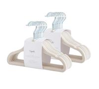 3 Sprouts Perchas Bebé Terciopelo Antideslizante - Perchas Infantiles Recién Nacido Ropa de Bebé y Niños - Pequeño Tamaño para Armarios - Paquete de 30 - Beige