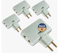 3-Stars | Pack 4 Un. Ladrón Enchufe Plano de 3 Tomas | Diseño Fino: ladron Plano Pared extraplano Ideal para Espacios reducidos. Cabezal Giratorio 180º. Adaptador Americano y Europeo.