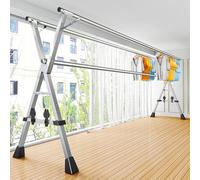 3 Stendino Verticale da Balcone Stendibiancheria Inox Allungabile Appendiabiti Pieghevole Supporto Scarpe Capacità 70 kg 240 cm Ideal per Esterni