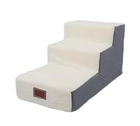 3 Steps Dog Stairs for High Bed, Pet Stairs for Small Dogs Cats, Soft Enhanced Comfort Foam Liner with Stable Structure and Stylish Look, Versatile Puppy Stairs as Bed or Mat for I (Gris (Cubierta y
