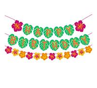 3 Stück Hawaiian Party Happy Birthday Banner für tropische Luau-Party, Palmblatt-Dekorationen, Hawaiianisches Moana-Geburtstagsbanner, Sommer-Strandurlaub, Geburtstagsparty-Dekor