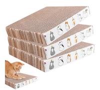 3 tablas rascadoras para gatos, cartón ondulado, 21 x 21 cm, cartón rascador cuadrado, alfombrilla para rascar de 3,3 cm de grosor, disponible por ambos lados, alfombra para rascar gatos (marrón)