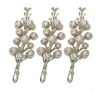 3 tallos de bayas artificiales brillantes para coronas de Navidad, árboles y guirnaldas de manualidades con alambre de hierro flexible y bayas de espuma realistas ()