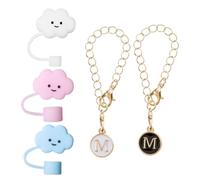 3 Tapas De Pajita De Silicona En Forma De Nube, 2 Piezas De Accesorios Colgantes Con Letra M, Tapas De Pajita De Copa Stanley, Accesorios De Copa Stanley, Tapón De Pajita De Silicona