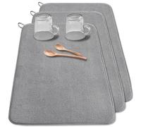3 tapetes de microfibra XXL para secar platos, 24 x 17 pulgadas, tapete escurridor absorbente de platos de gran tamaño para café, estante, debajo del fregadero, encimeras (gris)