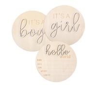 3 tarjetas de hitos de madera para bebé, placa de anuncio, placa de anuncio, para recién nacidos, redondas, de madera, con texto en inglés "Hello World", cartel de bienvenida para embarazadas