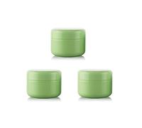 3 tarros de plástico vacíos de 100 ml, rellenables, color verde, para cosméticos, envases de cosméticos, con almohadilla interior, tapa de rosca para crema, sombra de ojos, bálsamo labial, polvos,
