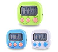 3 temporizadores Digitales con Soporte Plegable e imán, Temporizador con Pantalla LCD, cronómetro, Temporizador de Cocina para cocinar, Hornear, Hacer Deporte, estudiar