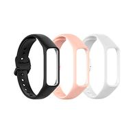 (3) Tencloud Straps Compatible con Samsung Galaxy Fit e SM-R375 Strap, Correa de repuesto de silicona suave deportiva para Galaxy Fit e SM-R375 Fitness Tracker (Negro+Rosa+Blanco)