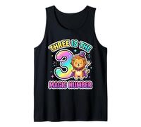 3 The Magic Number, Divertido león Lindo para su Tercer cumpleaños Camiseta sin Mangas