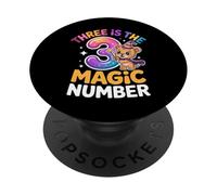 3 The Magic Number, Divertido león Lindo para su Tercer cumpleaños PopSockets PopGrip Adhesivo