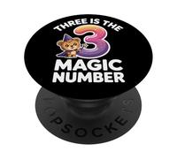 3 The Magic Number, Divertido león Lindo para su Tercer cumpleaños PopSockets PopGrip Adhesivo