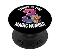 3 The Magic Number, Divertido león Lindo para su Tercer cumpleaños PopSockets PopGrip Adhesivo
