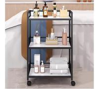 3-Tier Carrito de Almacenamiento de Metal with Wheels, Salon Beauty Trolley,Bar Cart for the Home, for Beauty Salon Shelf BBQ Hotels Restaurants(Black)