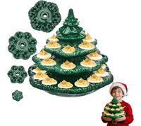 3 Tier Deviled Egg Platter with Christmas Tree Shape - Resin Deviled Egg Christmas Tree Holder, Reversible Serving Tray Holder for Xmas, Thanksgiving, Easter, Home Decor (Green)